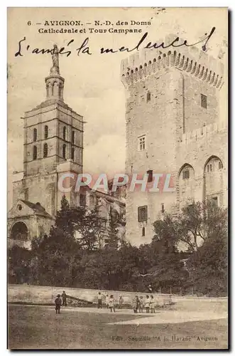 Cartes postales Avignon Cathedrale Et Tour Campane ND des Doms Enfants