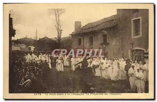Cartes postales Le Jeudi Saint a la campagne La procession des Penitents