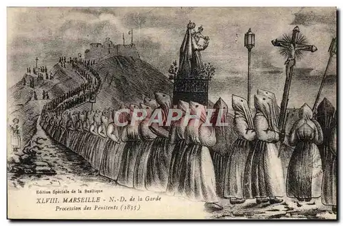Cartes postales Marseille ND de la Garde Procession des Penitents 1835