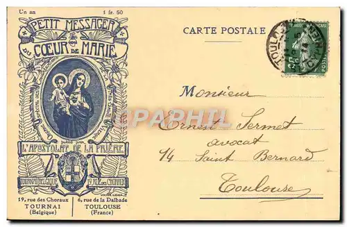 Cartes postales Petit Messager Coeur de Marie Apostolat de la priere