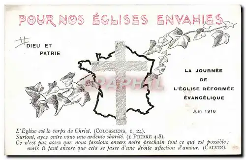 Ansichtskarte AK Pour nos eglises envahies Journee de l&#39eglise reformee evangelique Juin 1916 St Quentin Thann