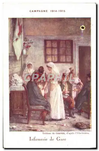 Cartes postales Campagne 1914 1915 Infirmerie de gare Croix Rouge Infirmiere