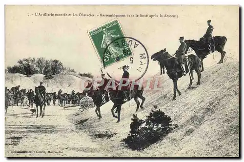 Cartes postales Cheval Hippisme L&#39artillerie montee et les obstacles Rassemblement dans le fosse apres la des