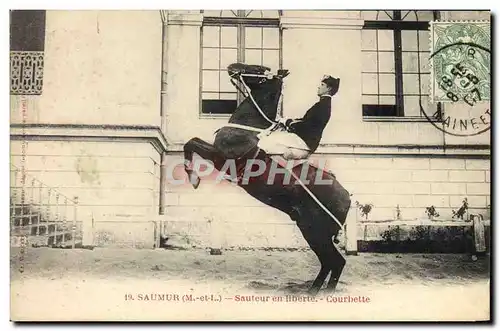 Cartes postales Cheval Hippisme Saumur Sauteur en liberte Courbette
