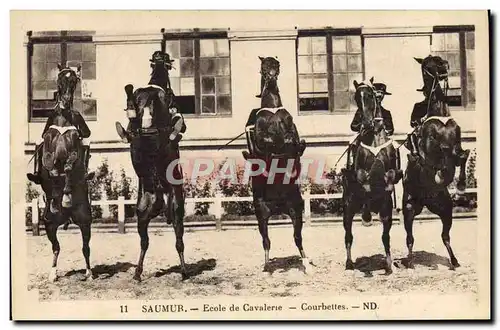 Cartes postales Cheval Hippisme Saumur Ecole de cavalerie Courbettes