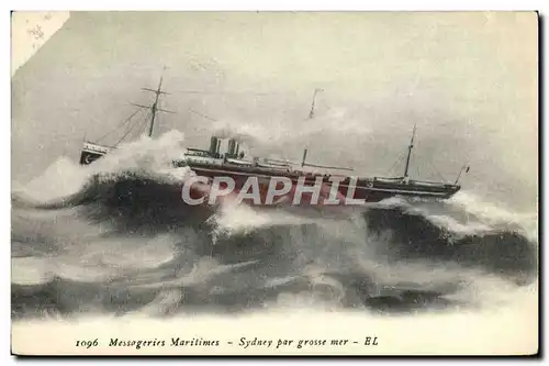 Cartes postales Bateau Paquebot Messageries Maritimes Sydney par grosse mer