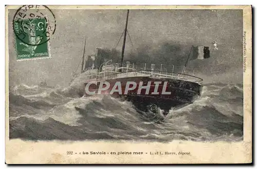 Cartes postales Bateau Paquebot La Savoie en pleine mer