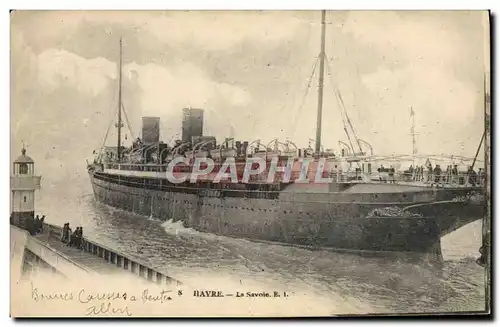 Cartes postales Bateau Paquebot Le Havre La Savoie