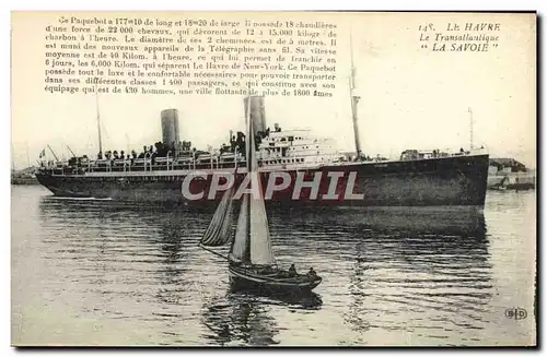 Cartes postales Bateau Paquebot Le Havre Le Transatlantique La Savoie