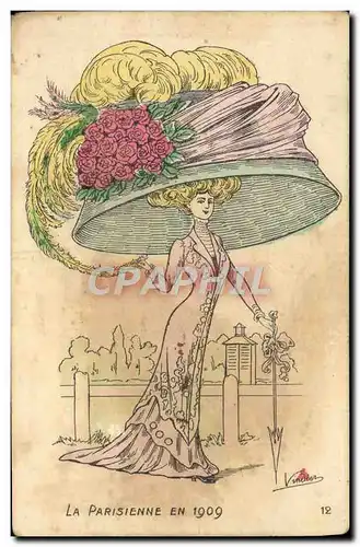 Ansichtskarte AK Fantaisie Illustrateur Femme La parisienne en 1909