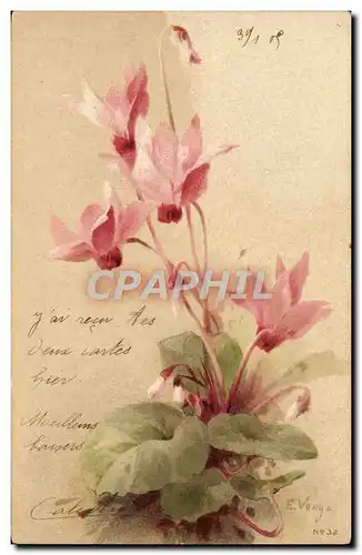 Cartes postales Fantaisie Illustrateur Fleurs