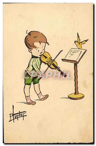 Ansichtskarte AK Fantaisie Illustrateur Enfant Violon Musique