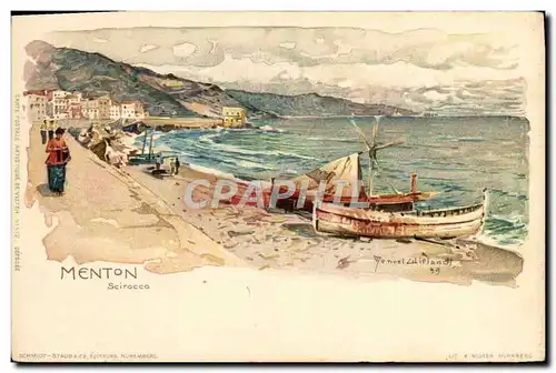 Cartes postales Fantaisie Illustrateur Menton