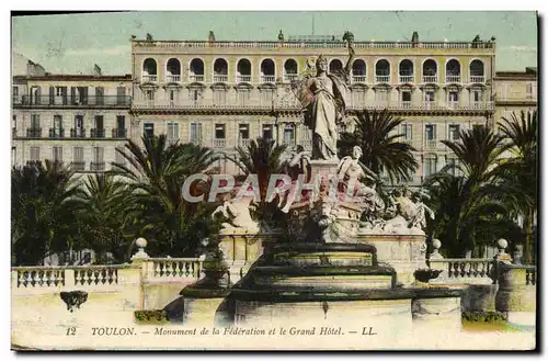 Cartes postales Toulon Monument De La Federation Et Le Grand Hotel