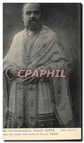 Cartes postales Mgr l&#39Archimandrite Arsene Attie Recteur de l&#39eglise Saint Julien le Pauvre Paris