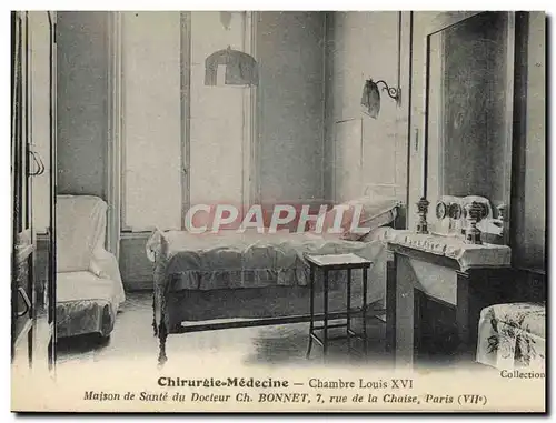 Cartes postales Chirurgie Medecine Chambre Louis XVI Maison de sante du Docteur Ch Bonnet Rue de la Chaise Paris
