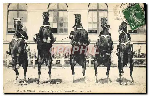 Cartes postales Cheval Hippisme Saumur Ecole de cavalerie Courbettes