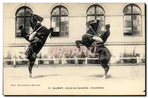 Cartes postales Cheval Hippisme Saumur Ecole de cavalerie Courbettes