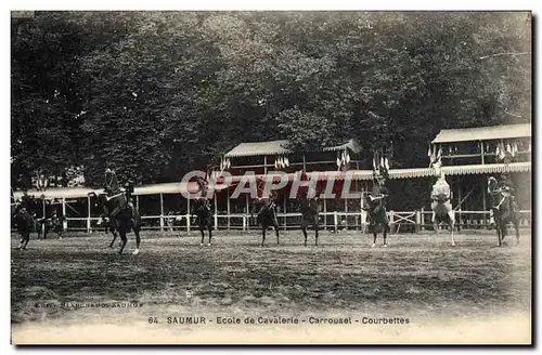 Cartes postales Cheval Hippisme Saumur Ecole de cavalerie Carrousel Courbettes