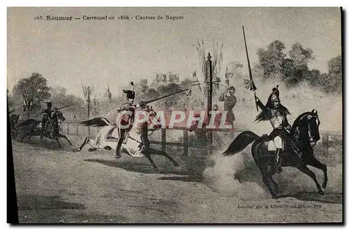 Ansichtskarte AK Cheval Hippisme Saumur Carrousel en 1866 Courses de bagues