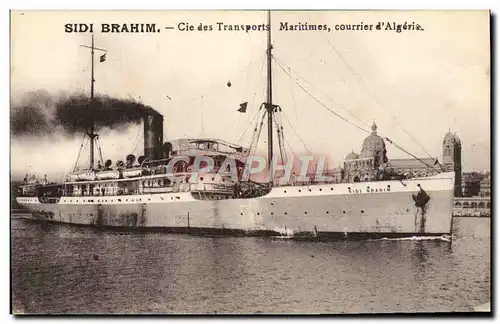 Cartes postales Bateau Paquebot Sidi Brahim Cie des Transports Maritimes courrier d&#39Algerie