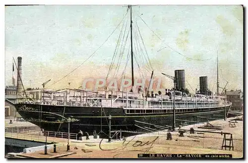 Cartes postales Bateau Paquebot Le Havre La Savoie en cale seche