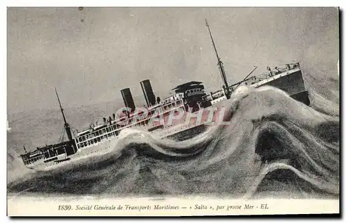 Cartes postales Bateau Paquebot Societe Generale des Transports Maritimes Salta par grosse mer