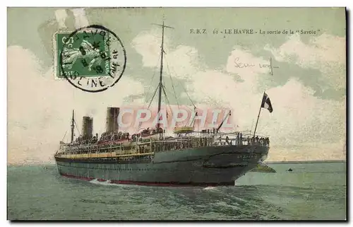 Cartes postales Bateau Paquebot Le Havre Sortie de la Savoie