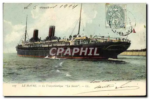 Cartes postales Bateau Paquebot Le Havre Le Transatlantique La Savoie