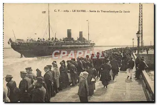 Ansichtskarte AK Bateau Paquebot Le Havre Sortie du Transatlantique La Savoie