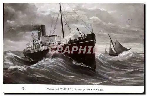 Cartes postales Bateau Paquebot Savoie un coup de tanguage