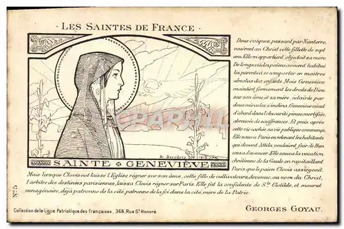 Cartes postales Prenom Les saintes de France Sainte Genevieve