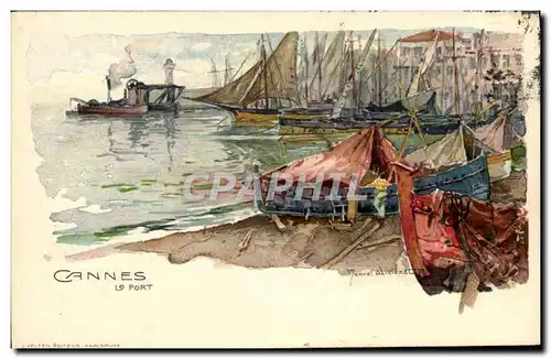 Ansichtskarte AK Illustrateur Cannes Le port Bateaux