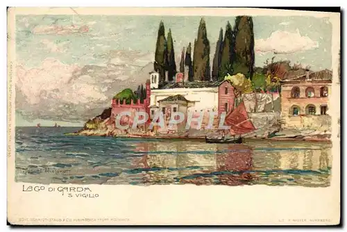 Ansichtskarte AK Illustrateur Lago di Carda