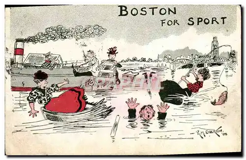 Cartes postales Fantaisie Illustrateur Boston for sport