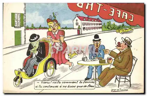 Cartes postales Fantaisie Illustrateur Cartes postales Fantaisie Illustrateur Jean de Preissac Chaise Roulante