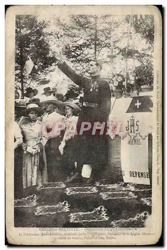 Cartes postales Menil sur Belvitte Ceremonie du 4eme anniversaire predicateur Abbe lefevre