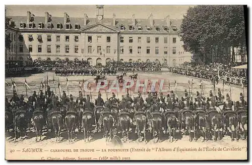 Cartes postales Cheval Hippisme Saumur Carrousel de troupe la poursuite