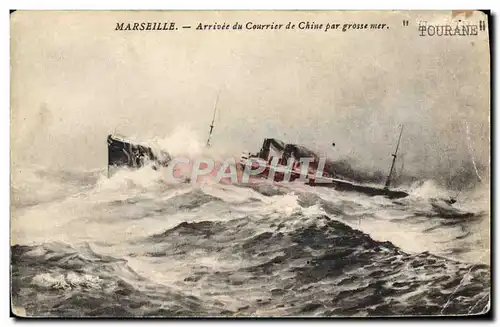 Ansichtskarte AK Bateau Marseille Arrivee du courrier de Chine par grosse mer China