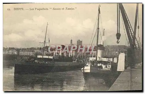 Cartes postales Bateau Dieppe Les Paquebots Sussex et Tamise