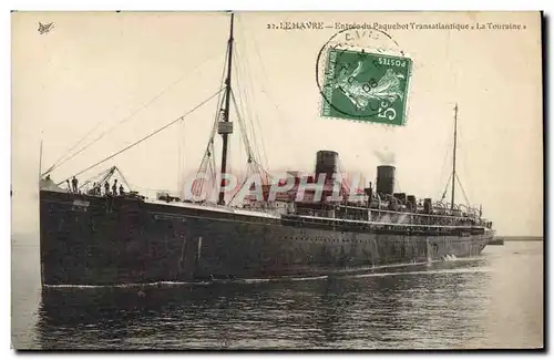 Ansichtskarte AK Bateau Paquebot Le Havre Entree du paquebot Transatlantique La Touraine