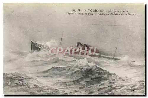 Cartes postales Bateau Paquebot MM Tourane par grosse mer