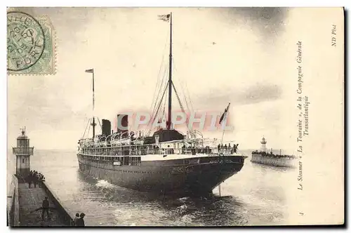 Cartes postales Bateau le steamer La Touraine de la Compagnie Generale Transatlantique