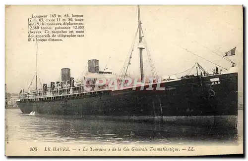 Ansichtskarte AK Bateau Paquebot Le Havre de la Cie Generale Transatlantique