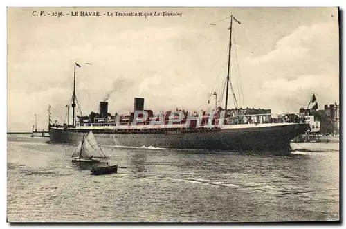 Ansichtskarte AK Bateau Paquebot Le Havre Le Transatlantique La Touraine