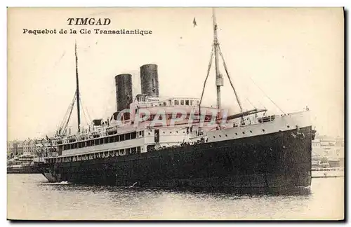 Cartes postales Bateau Paquebot de la Cie Transatlantique Timgad