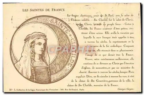 Ansichtskarte AK Prenom Les saintes de France Sainte Clotilde