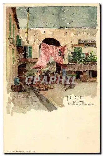 Cartes postales Illustrateur Nice La cite Entree de la poissonnerie