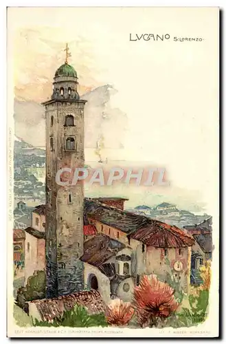 Cartes postales Italie Illustrateur Lugano S Lorenzo