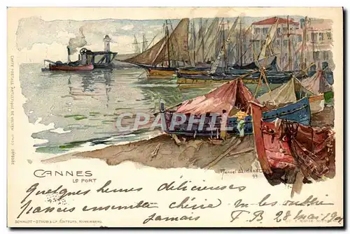 Cartes postales Illustrateur Cannes le port Bateaux